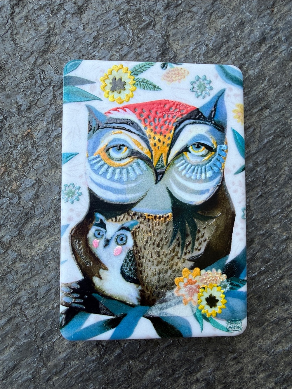 Owls Printed Rectangular Compact Mirror - Picture 3 of 5